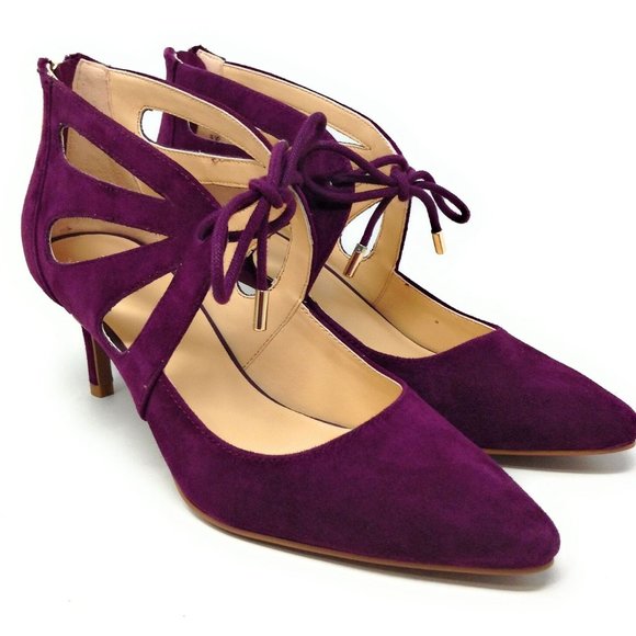 NEW C WONDER SCARLETT PLUM SUEDE ZIP PUMPS 5M - Picture 1 of 14